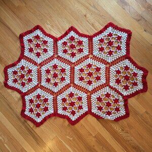 Vintage handmade crochet decor Thalposh Scandinavian snowflake Afghan